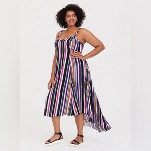 Torrid Maxi Challis High-Low Striped Dress Size 1x